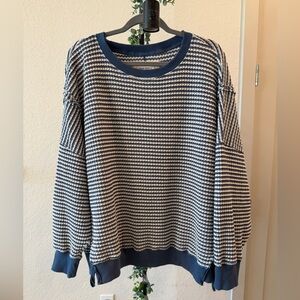 American Eagle Outfitters Navy and White Striped Sweater